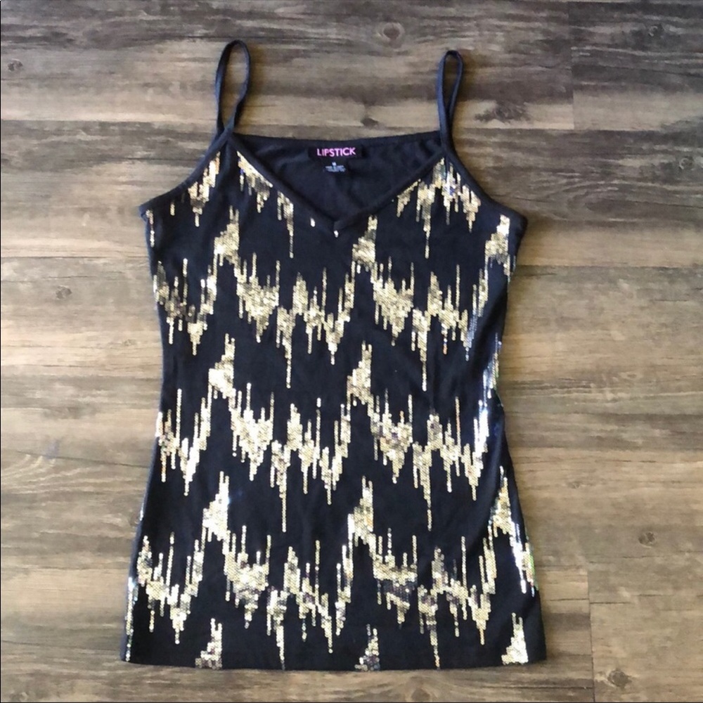 Lipstick Black & Silver Tank Top size Medium